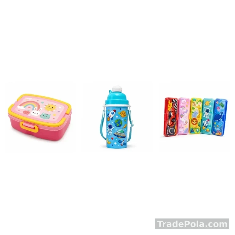 Kids School Essentials Set – Lunch Box, Water Bottle & Magnetic Pencil Box