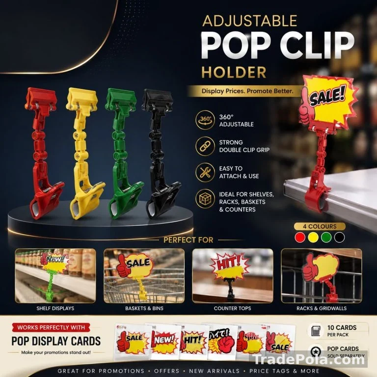 Adjustable POP Display Clip Holder