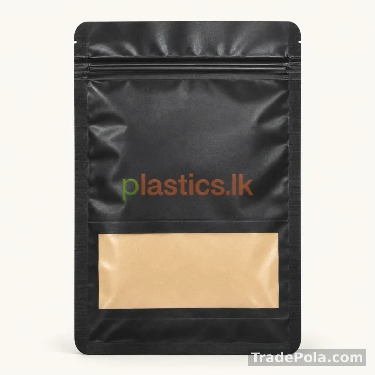 Black Kraft Stand-Up Ziplock Pouches with Window