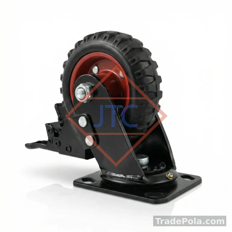 Heavy Duty Jeep Cut Rubber Caster Wheel – 5″ × 2″ | Rigid, Swivel & Brake