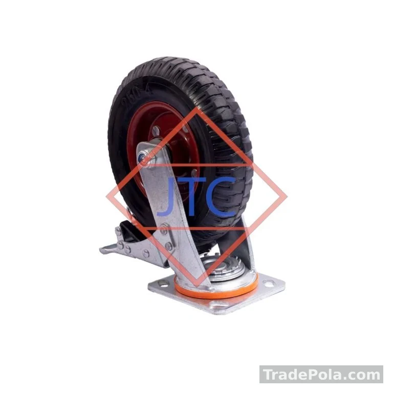 Heavy Duty Jeep Cut Rubber Caster Wheel – 8″ × 2″ | Rigid, Swivel & Brake