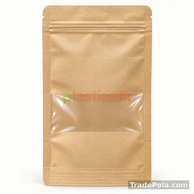Brown Kraft Stand-Up Ziplock Pouches with Window