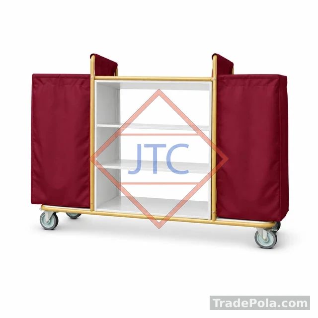 Laundry & Housekeeping Trolley with Dual Bags & Central Shelving | Heavy-Duty Hotel Linen Cart – JTC