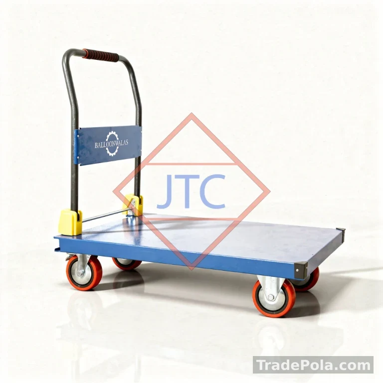 BALLOONWALAS Heavy Duty Hand Truck Trolley – 400Kg Capacity, Foldable Handle, 38″ x 24.5″ Platform, 6″ Durable Wheels – Industrial Strength Luggage and Cargo Cart – Diamond Blue
