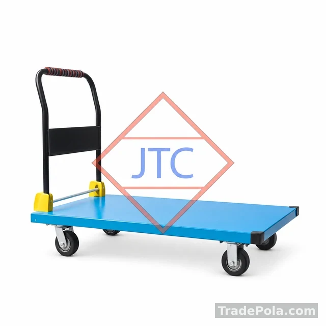 Heavy Duty 4 Wheel Platform Trolley with Folding Handle – 46″ × 24″, 800Kg Capacity