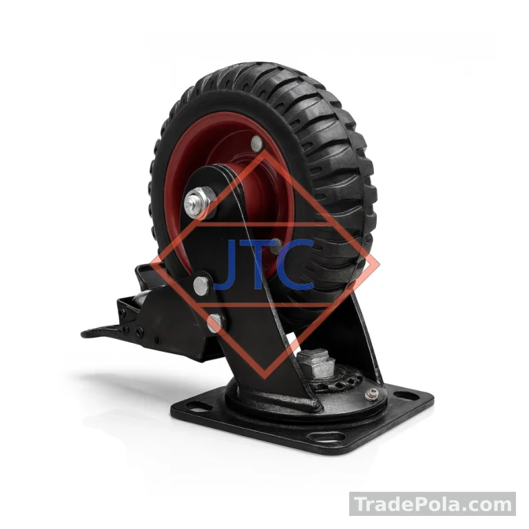 Heavy Duty Jeep Cut Rubber Caster Wheel – 6″ × 2″ | Rigid, Swivel & Brake