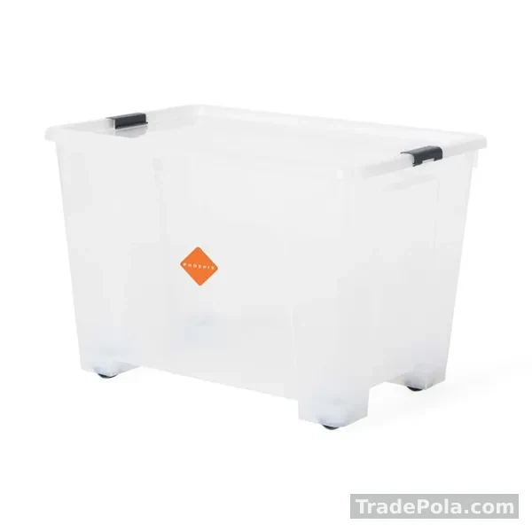 Plastic Storage Box Transparent with Wheels 65 LTR (Phoenix)