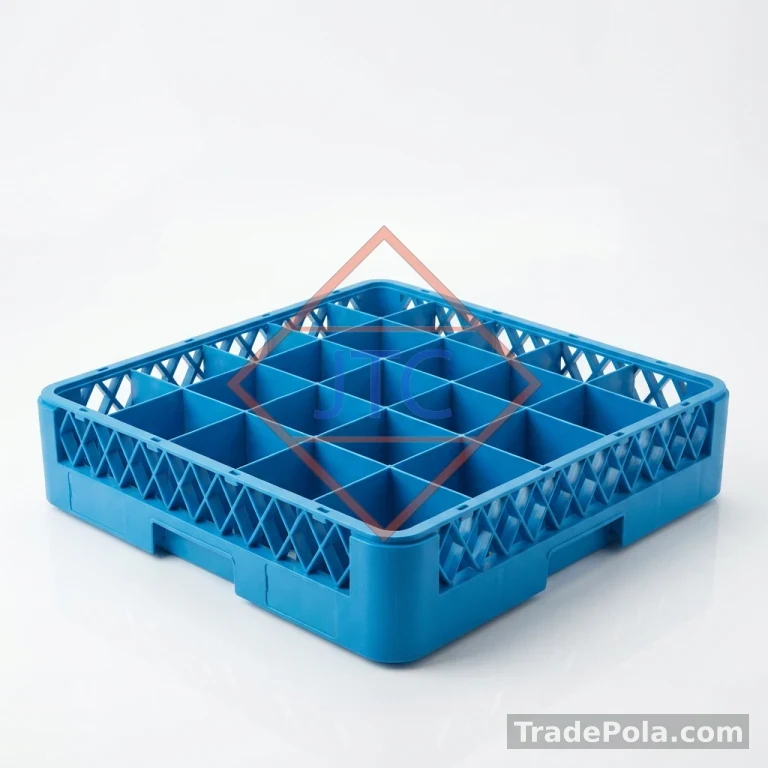 25 Compartment Plastic Glass Crate – Heavy Duty Stackable Glassware Rack (500 × 500 mm)