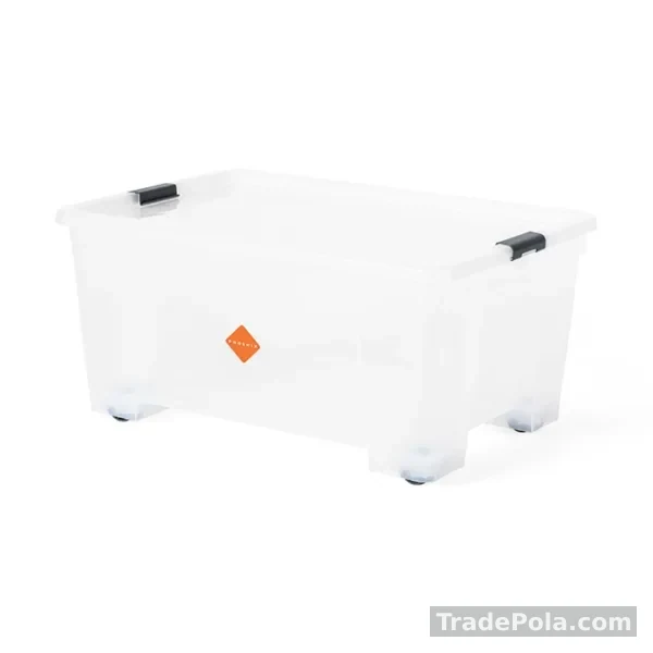 Plastic Storage Box Transparent with Wheels 45 LTR (Phoenix)