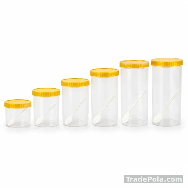 Clear Kitchen Pantry Storage Jar Set with Gold Lids