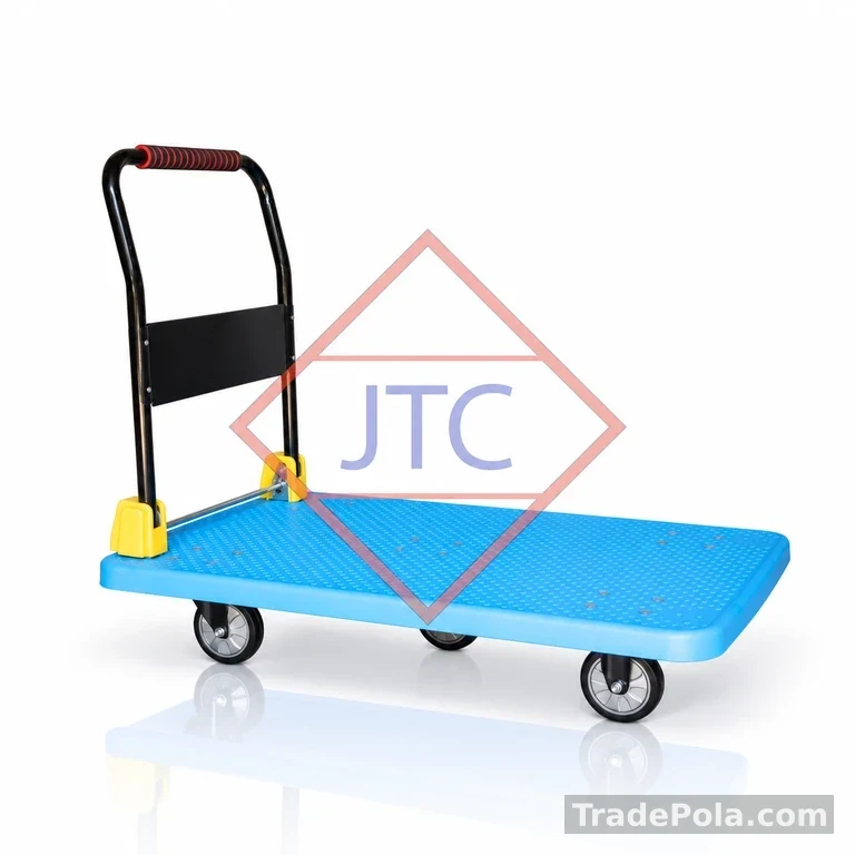 Premium Grade Heavy Duty Plastic Platform Folding 5 Wheel Trolley 43” X 25.5″ with 700Kg Capacity