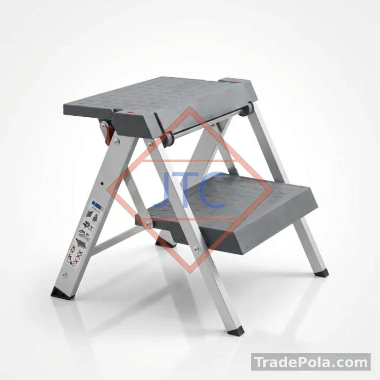 2 Step Aluminium Folding Step Stool Ladder – Wide Anti-Slip Platform