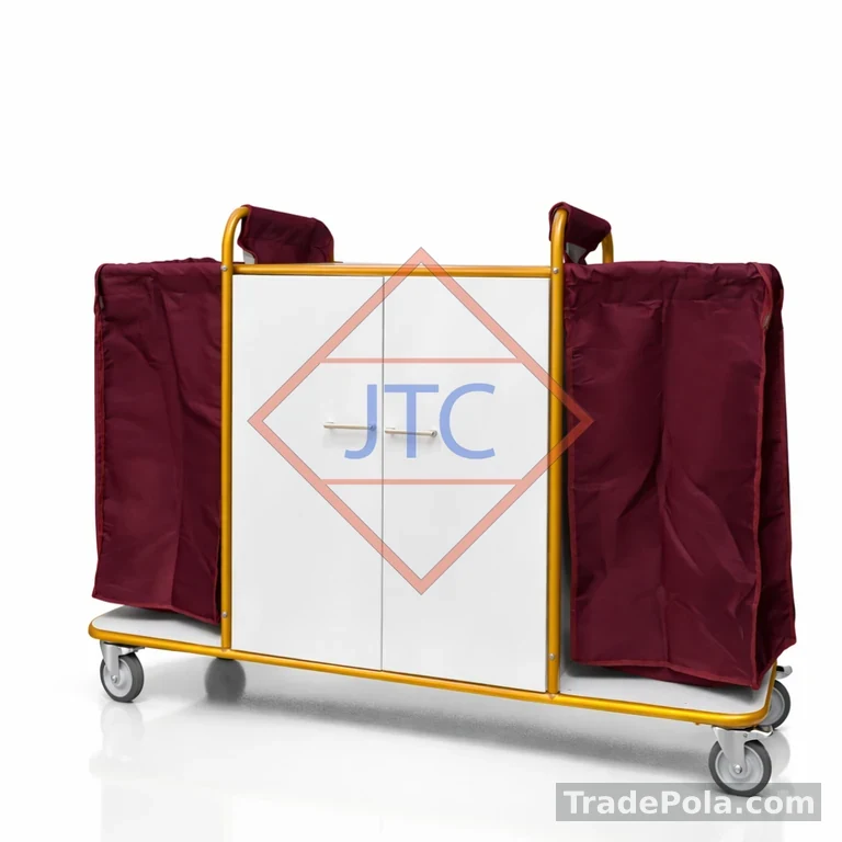 Laundry & Housekeeping Trolley with Dual Bags & Enclosed Central Cabinet | Heavy-Duty Hotel Linen Cart – JTC