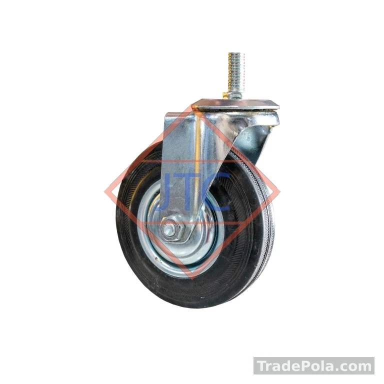 5″ Rubber Threaded Stem Caster Wheel