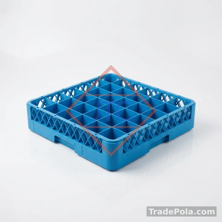 36 Compartment Plastic Glass Crate – Heavy Duty Stackable Glassware Rack (500 × 500 mm)
