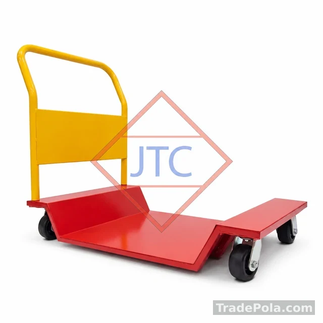400Kg Low-Profile Steel Platform Trolley – 40″ Easy-Loading Trolley with Detachable Handle