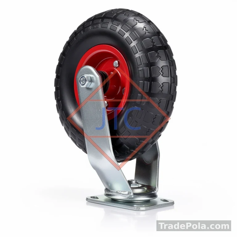 Heavy Duty Jeep Cut Rubber Caster Wheel – 10″ × 3″ | Rigid, Swivel & Brake