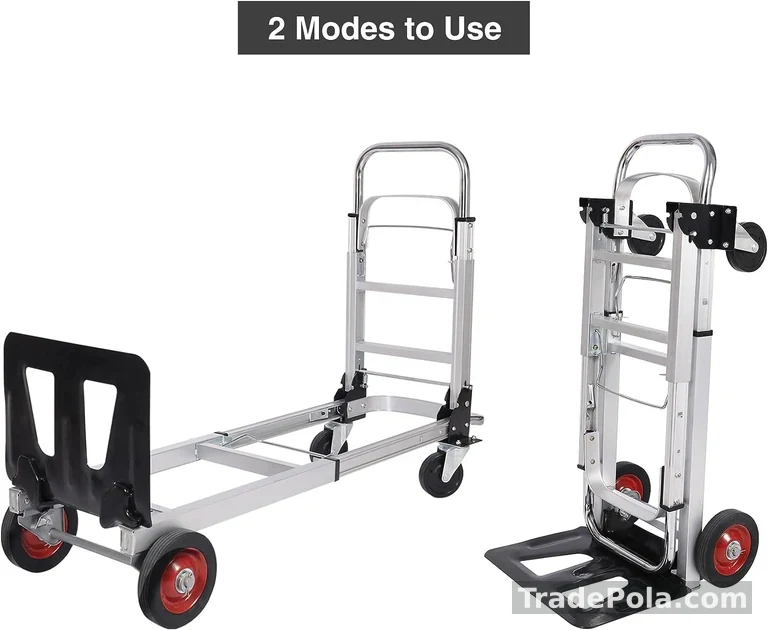Dual Convertible Trolley / Cart  2 + 2 Wheel with Folding Mechanism for Warehouse Office and Home Use